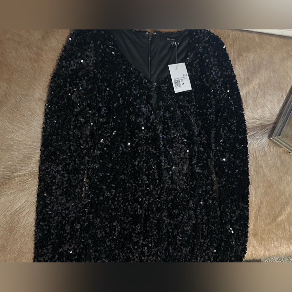 Black Sequins Dress - Medium